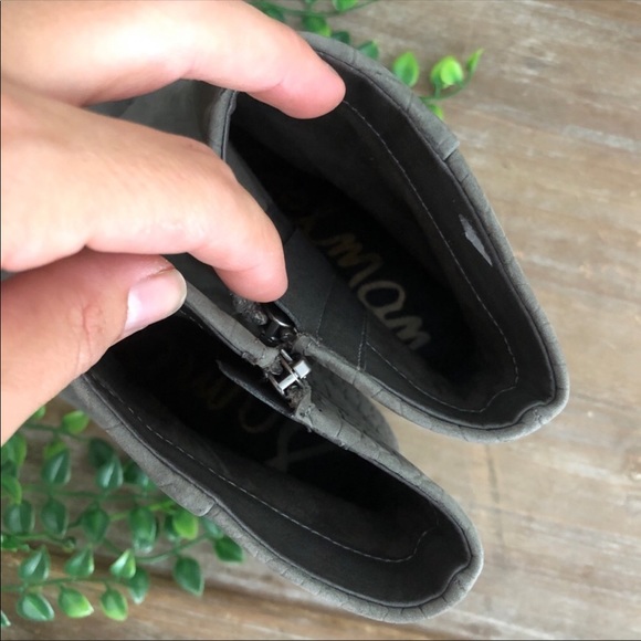 SAM EDELMAN Gray Suede Snakeskin Joey Booties - Picture 7 of 7